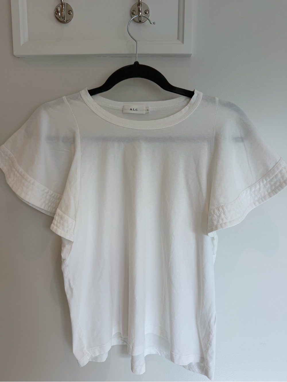A.L.C. White Flutter Sleeve Cotton Tee